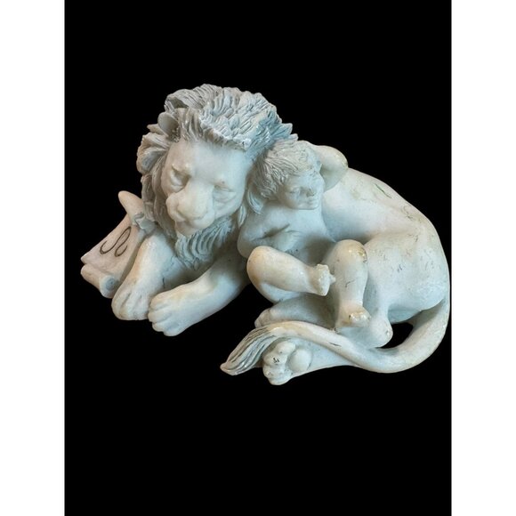 Lion & Baby Figurine  Zodiac Sign Leo  4" Long greek letter, Omega, Bible Alpha - Picture 2 of 11